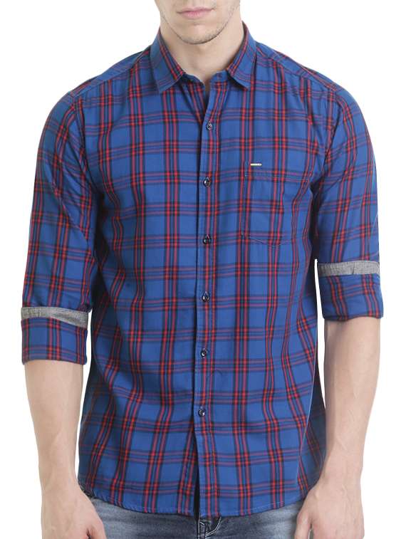 blue cotton casual shirt