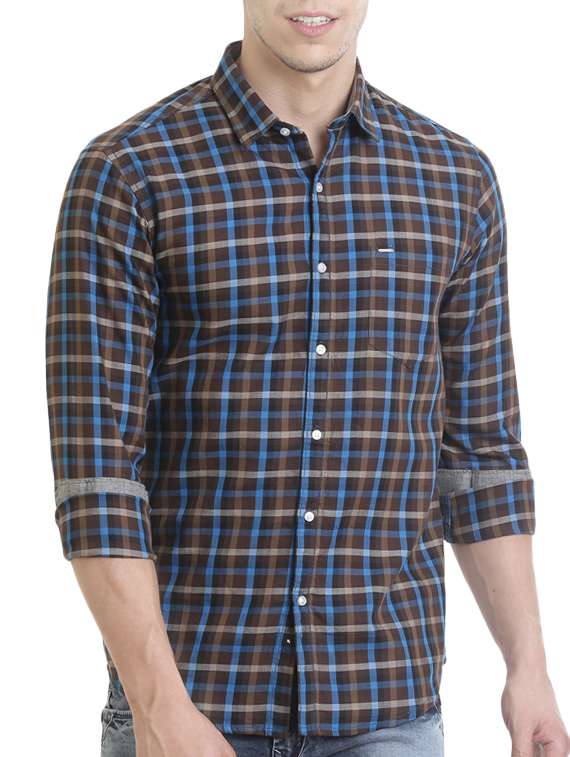 brown cotton casual shirt