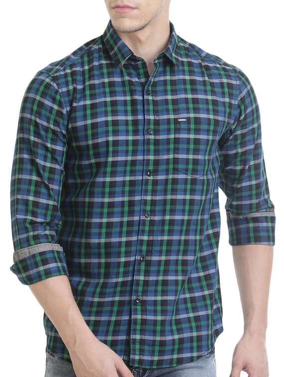 blue cotton casual shirt