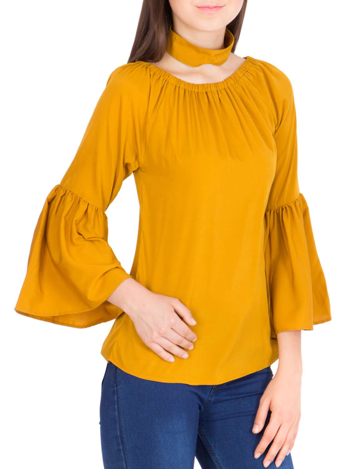 yellow polyester regular top
