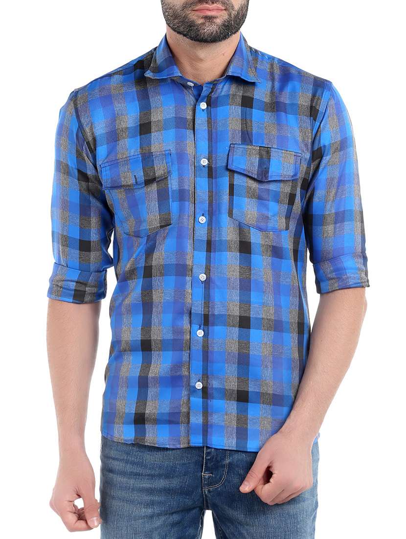 blue polyester casual shirt