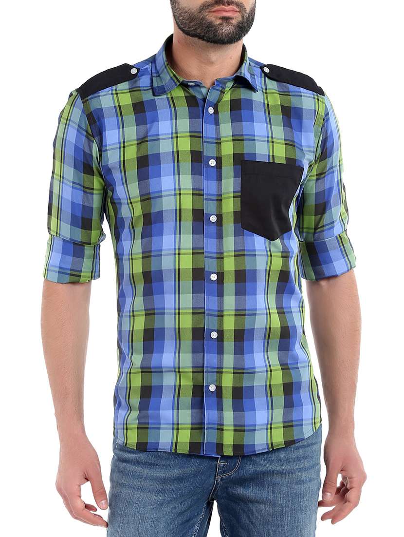 blue  polyester casual shirt