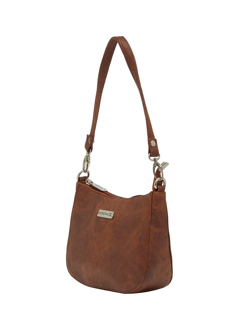 tan solid regular sling bag - 13829776 - Standard Image - 4