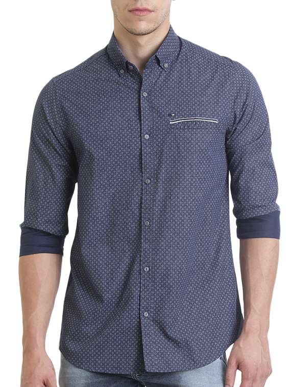 blue cotton casual shirt