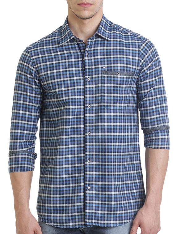 blue cotton casual shirt