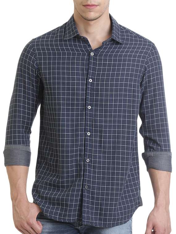 blue cotton casual shirt