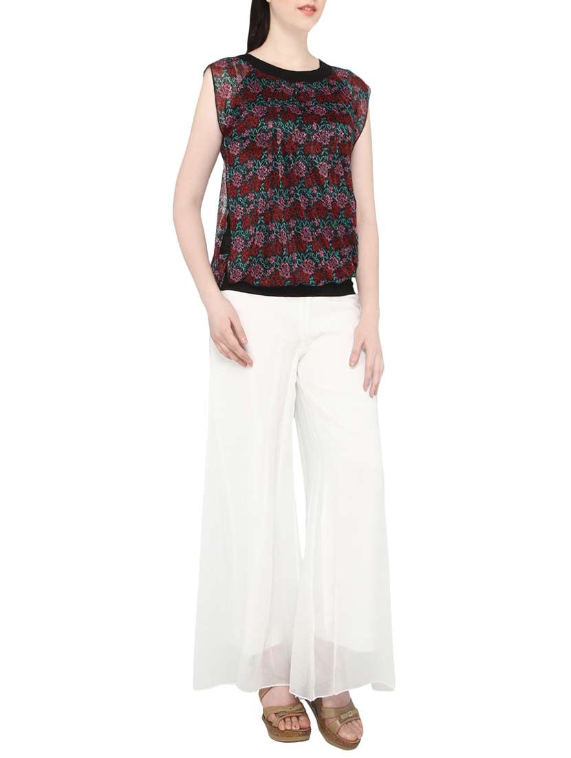 black printed poly cotton top