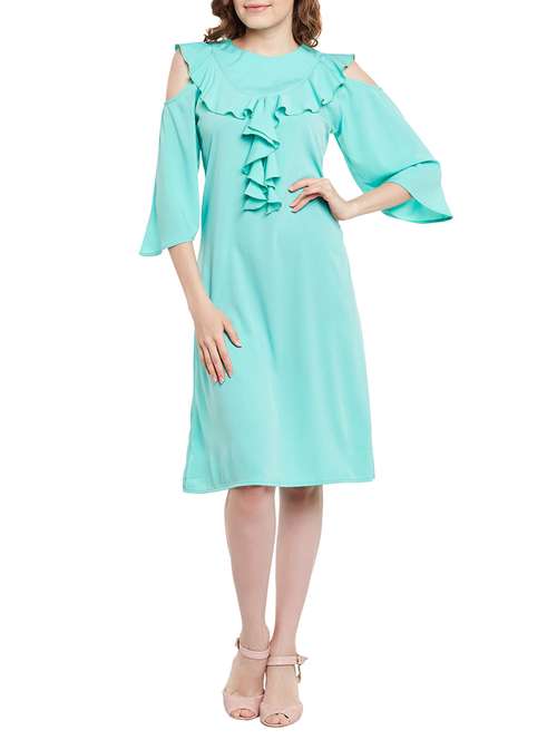 women's ruffle solid dress - 13831952 - Standard Image - 0