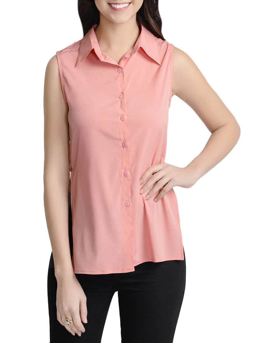 pink assymmetric shirt