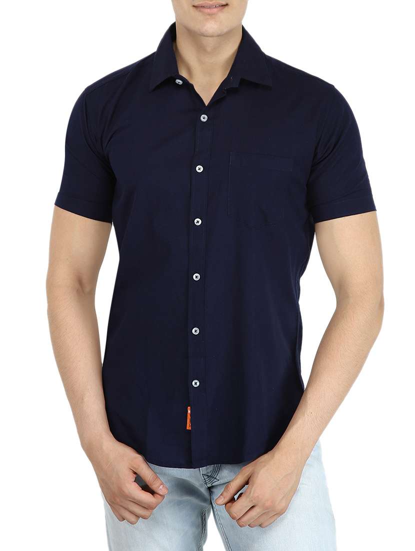 navy blue linen casual shirt