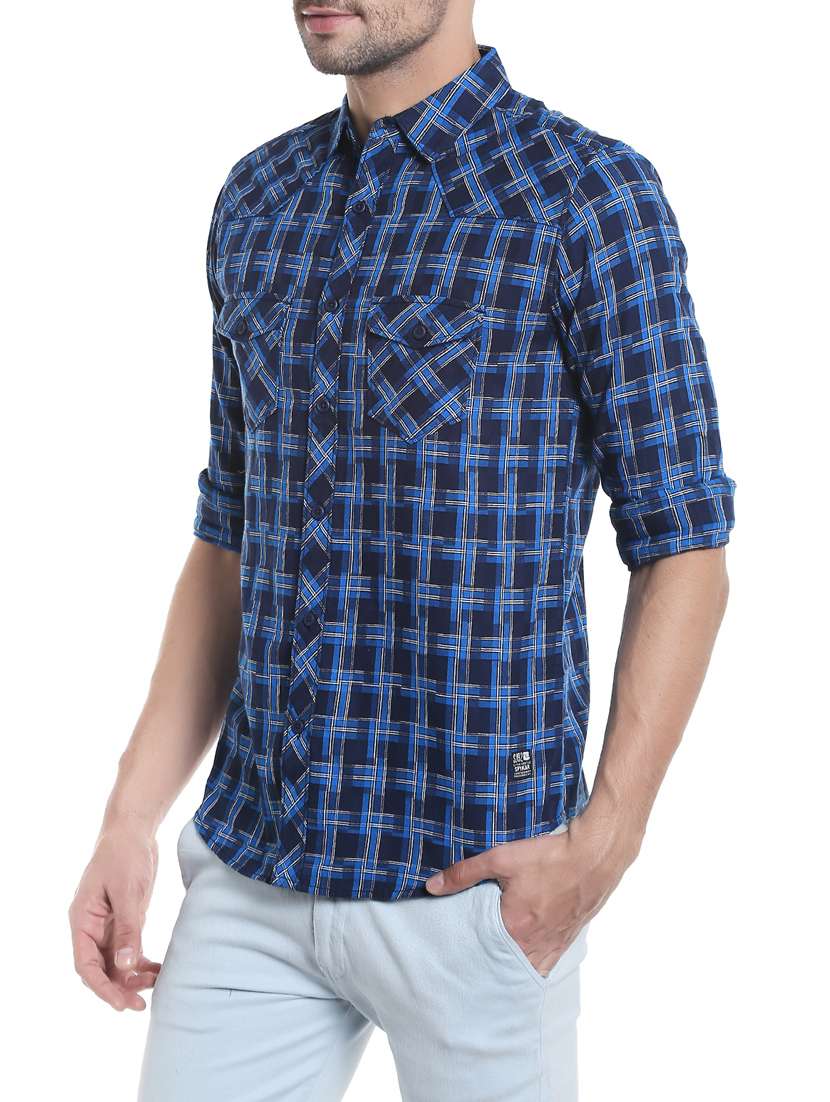 blue cotton casual shirt - 13834840 -  Standard Image - 1