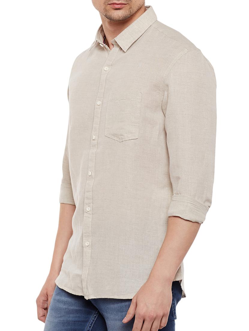 beige cotton casual shirt - 13834890 -  Standard Image - 1