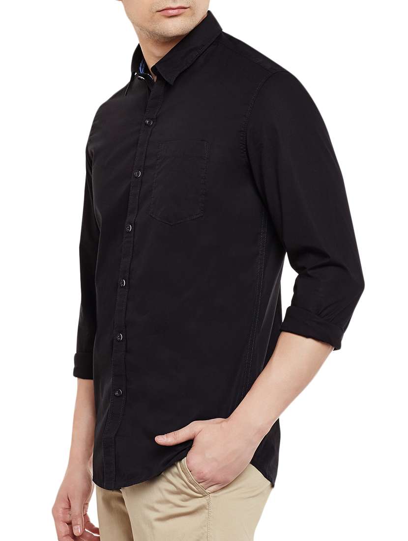 black cotton casual shirt - 13834897 -  Standard Image - 1