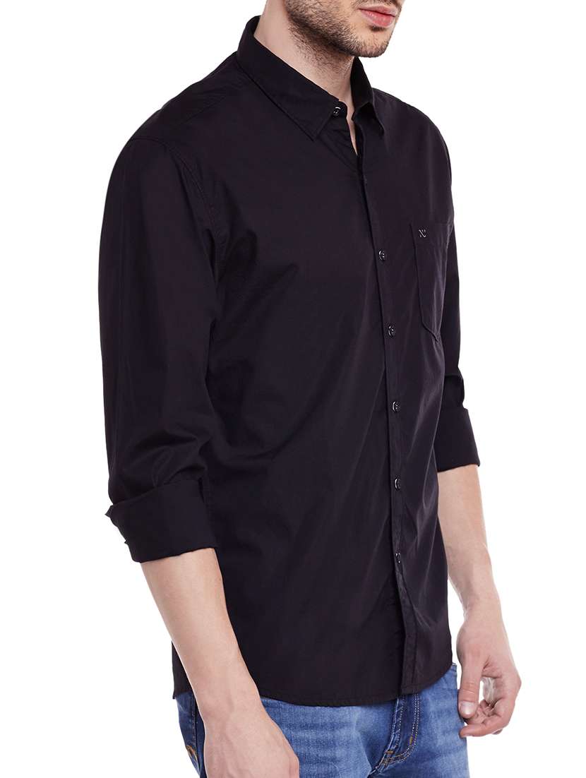 black cotton casual shirt - 13834905 -  Standard Image - 1