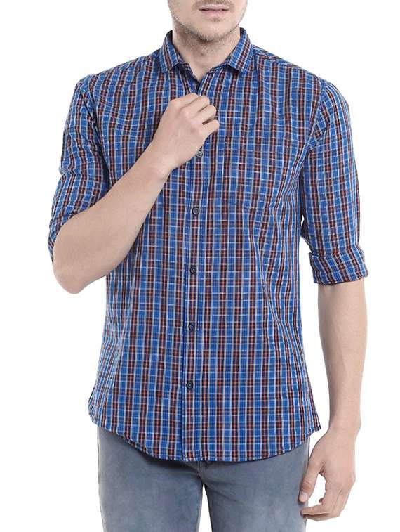 blue cotton casual shirt