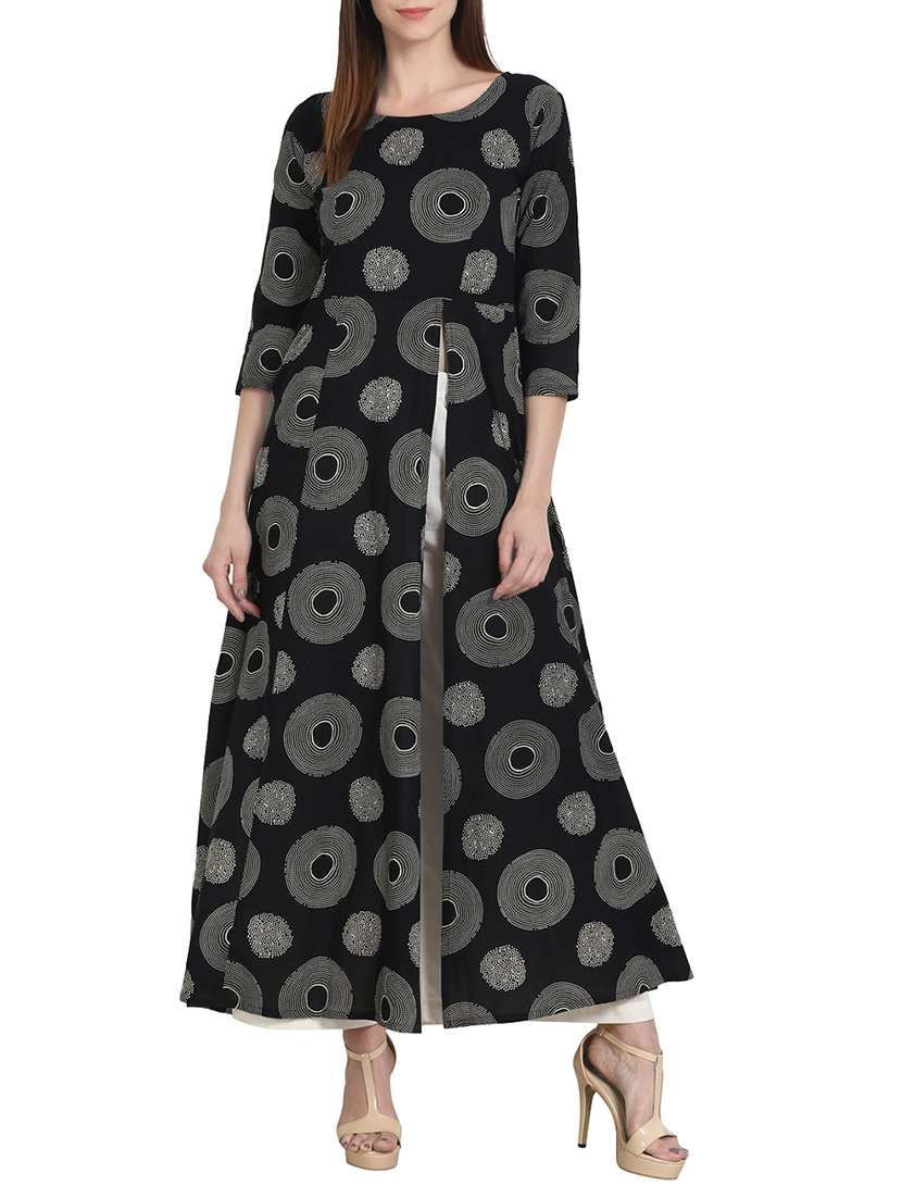printed high-slit kurta