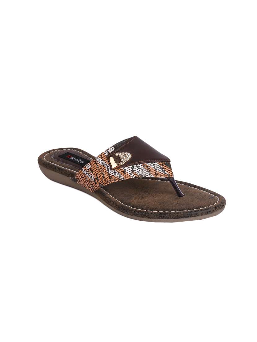 brown faux leather slippers flip flops