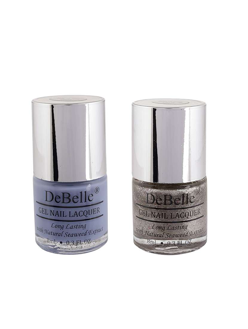 debelle natural gel nail polish (combo of 2) (purple,glitter)