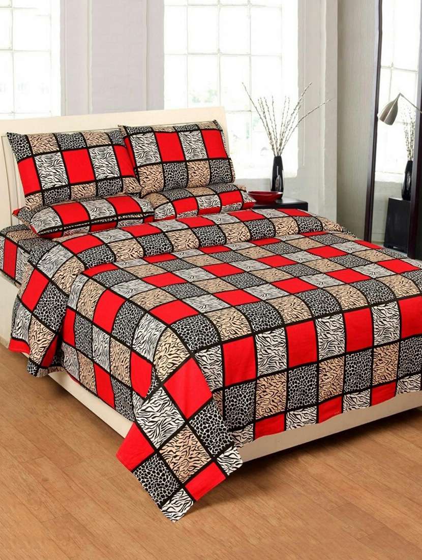 indian online mall cotton double bedsheet with 2 pillow covers