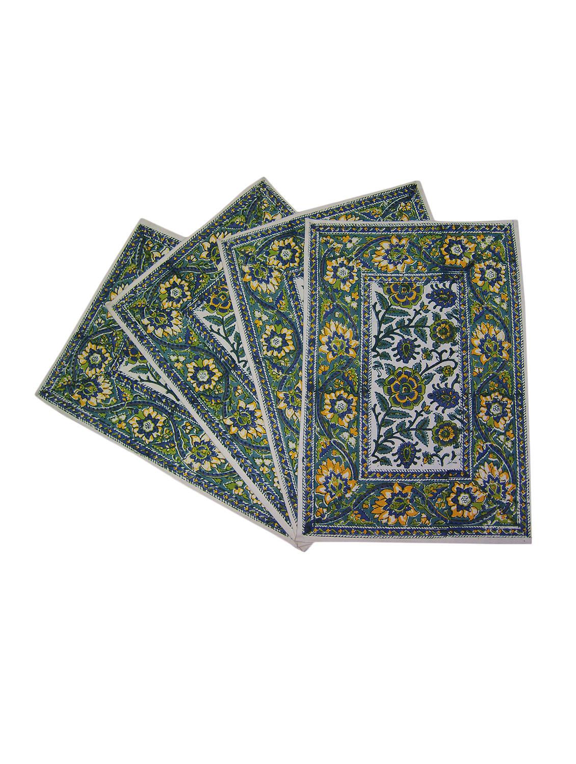 florals printed cotton table mat set of 6 pcs
