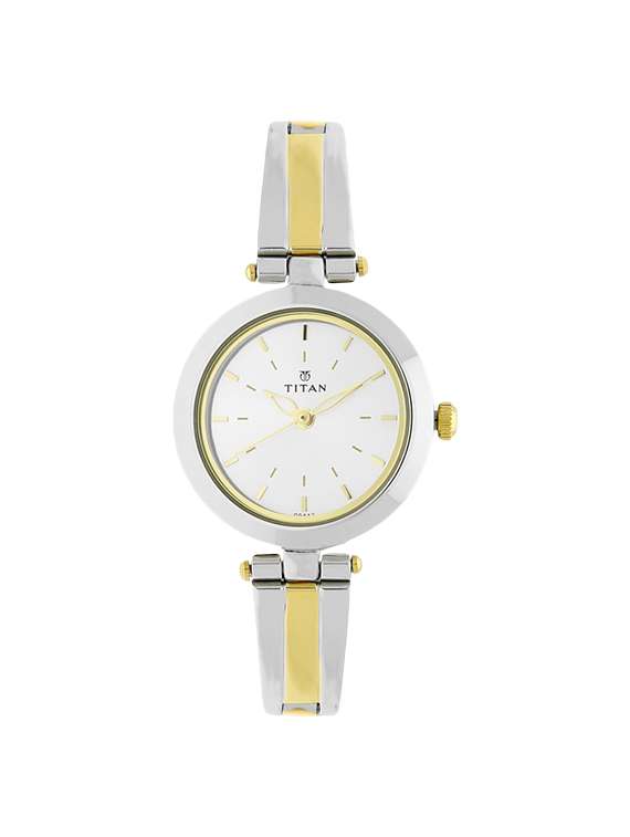 titan white dial analog watch for women - 2574bm01