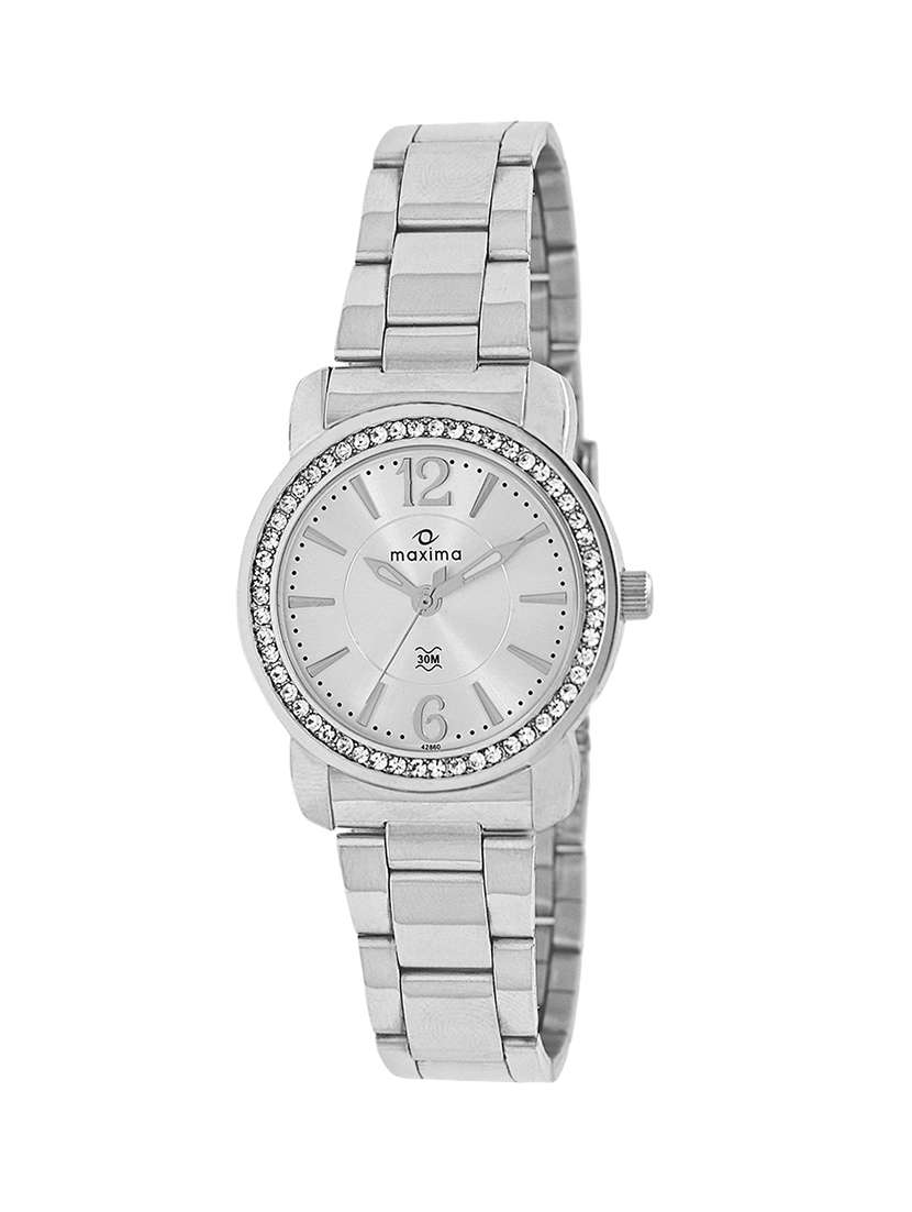 maxima silver dial analog watch for women - 42860cmli