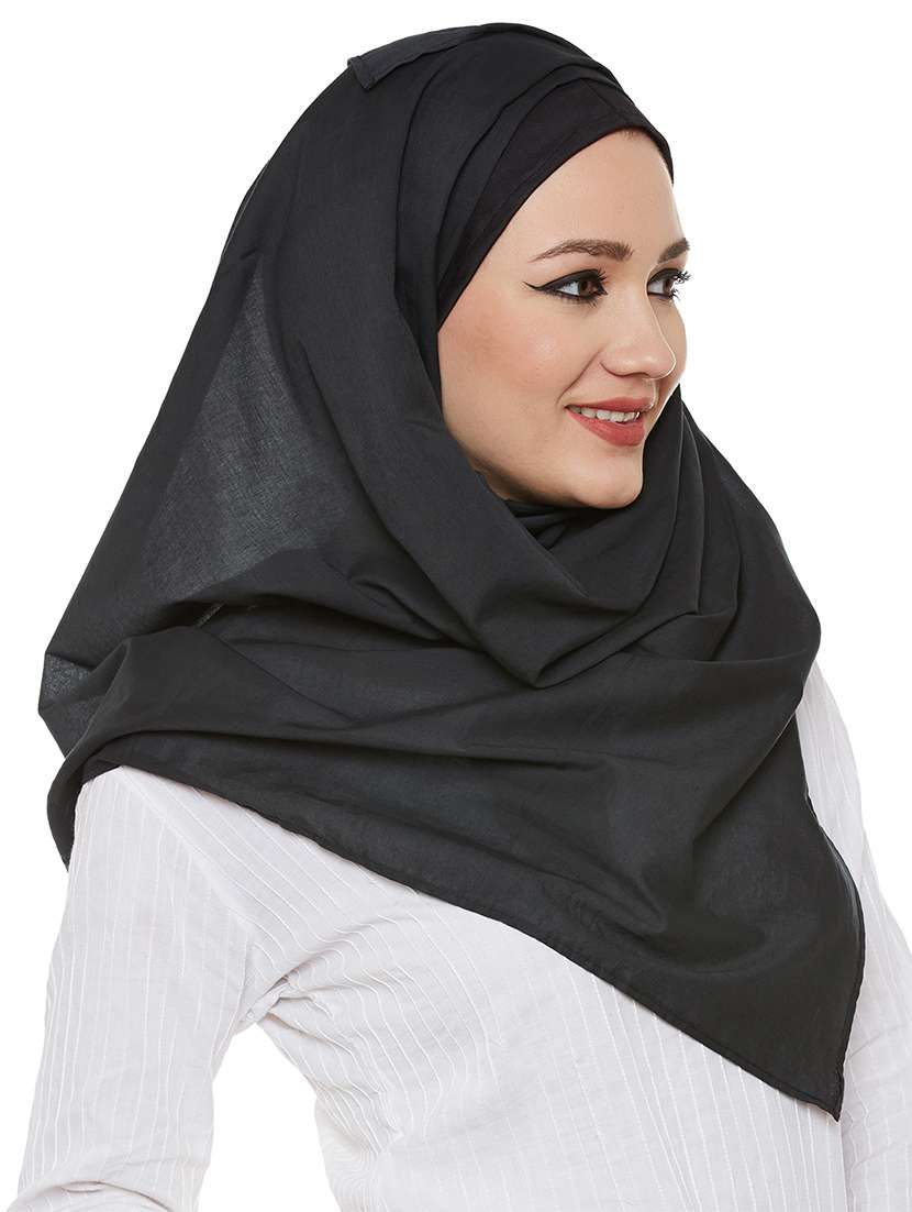 momin libas printed black cotton scarf - 13847553 - Standard Image - 1