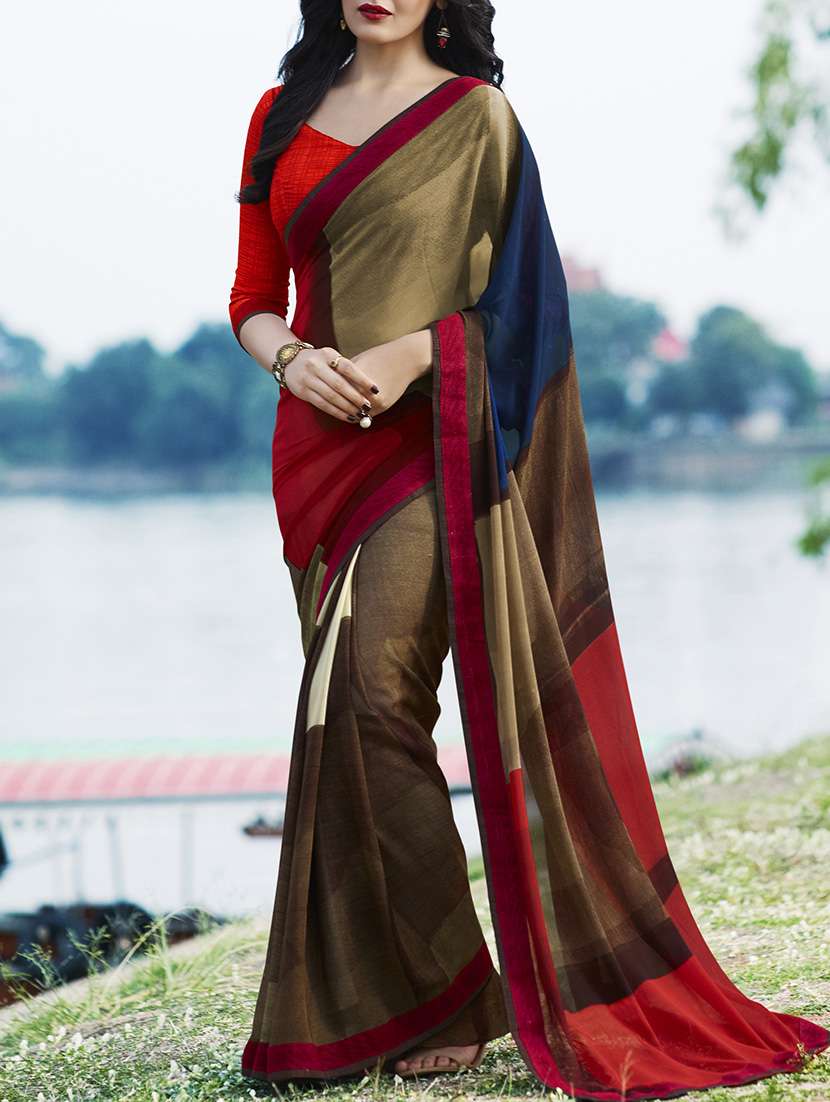 multi coloured georgette printed saree