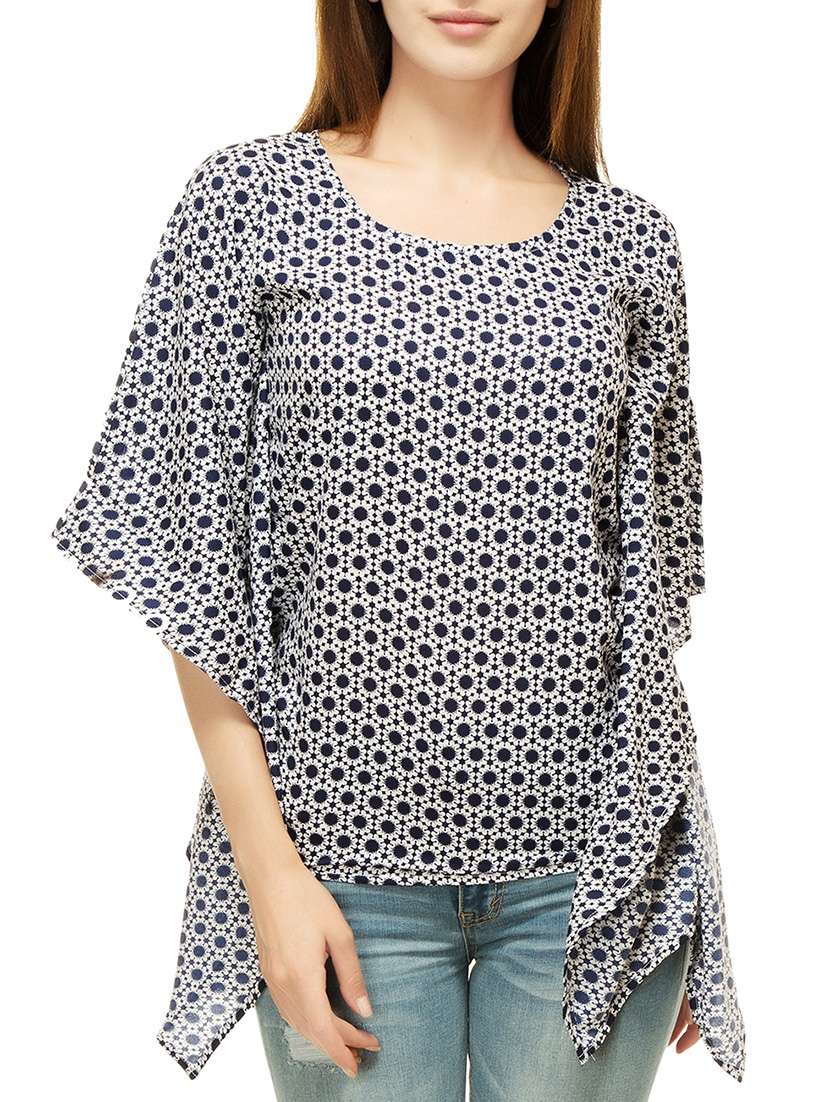 navy blue printed crepe kaftan