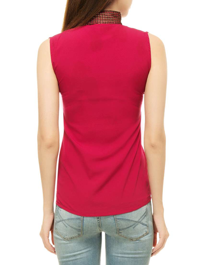 women's straight mandarin neck top - 13849897 - Standard Image - 1