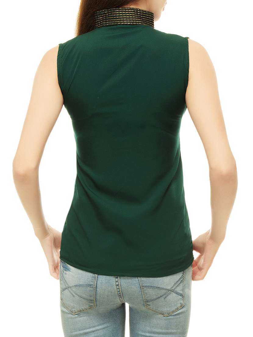 women's straight mandarin neck top - 13849898 - Standard Image - 1