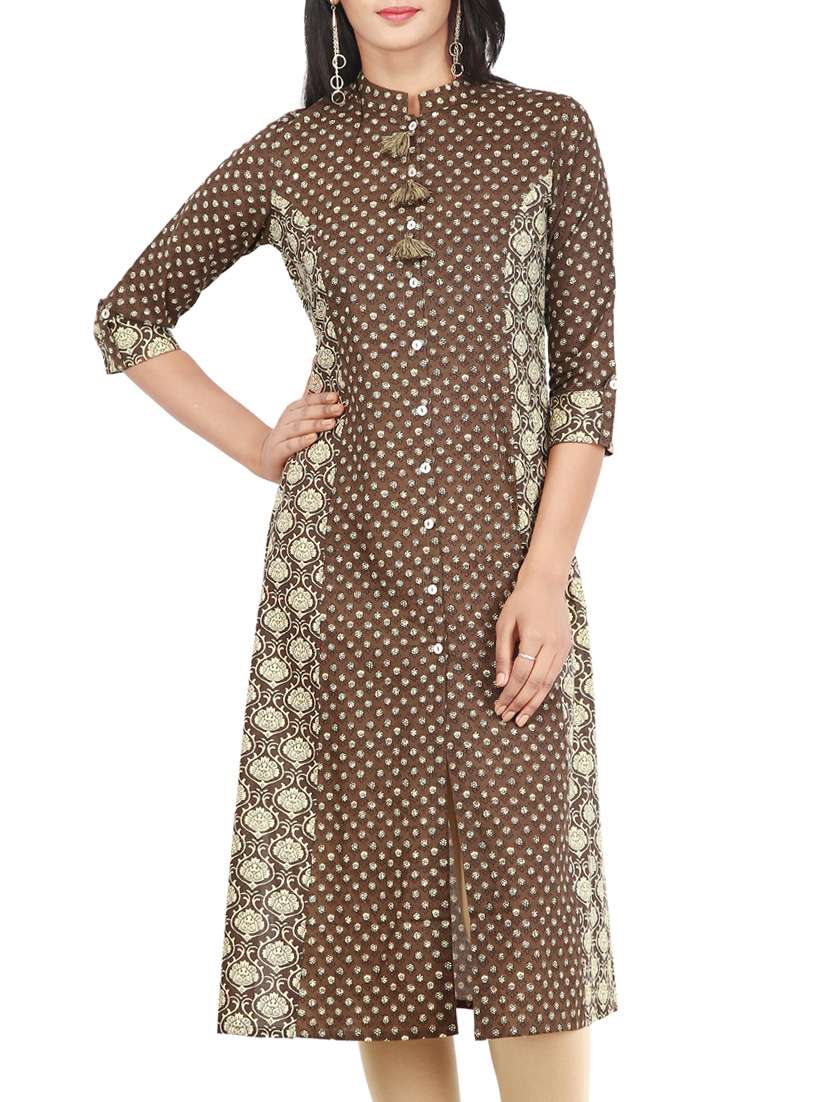 dabu printed straight kurta