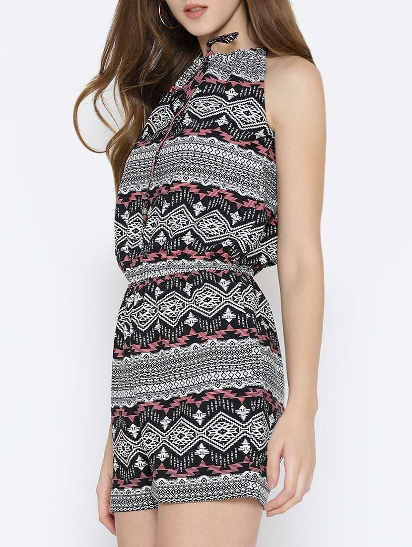 black printed rayon jumpsuit - 13852042 -  Standard Image - 1