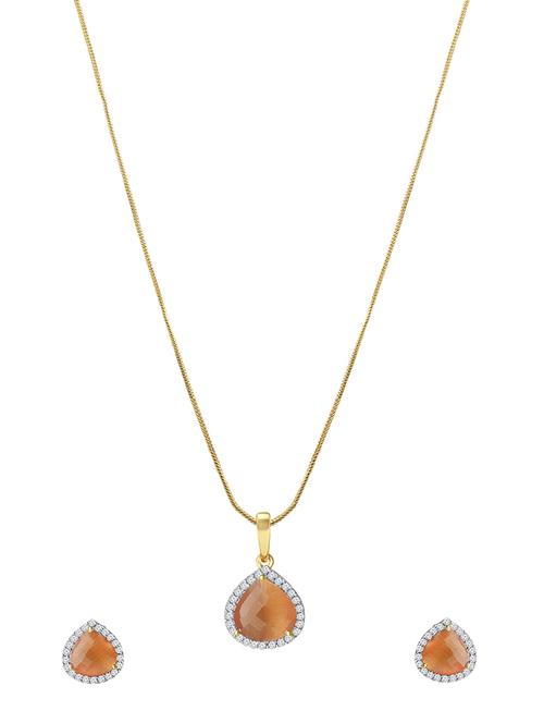 orange metal pendants and earring - 13854384 - Standard Image - 0