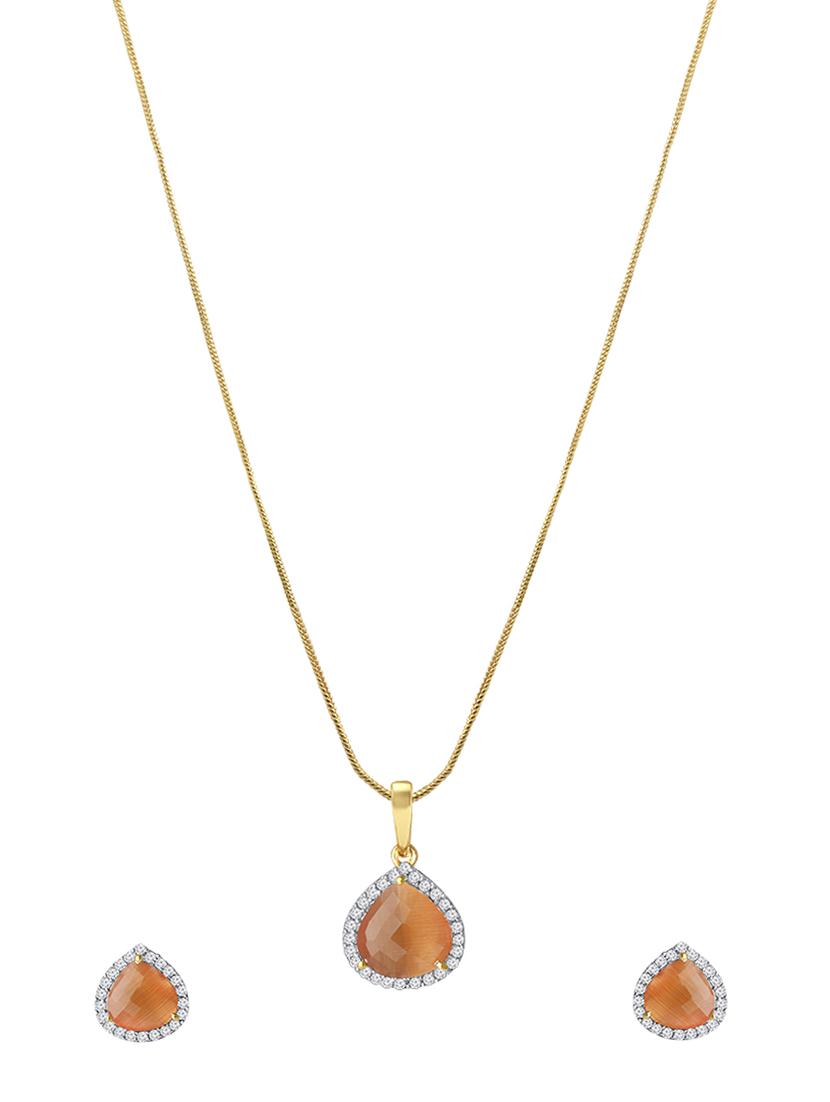 orange metal pendants and earring - 13854384 - Zoom Image - 0