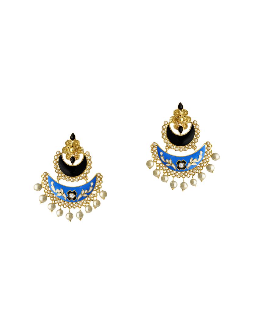 multi colored metal meenakari earrings - 13854919 -  Zoom Image - 0