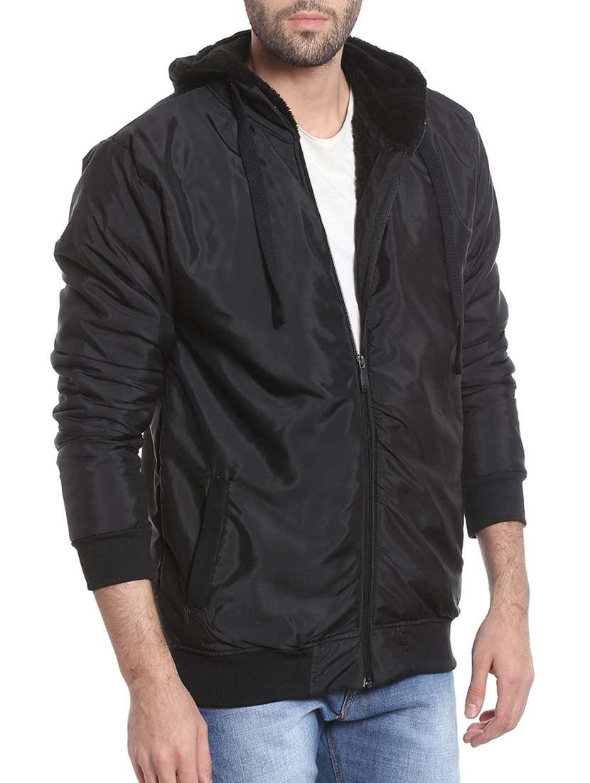 black solid casual jacket