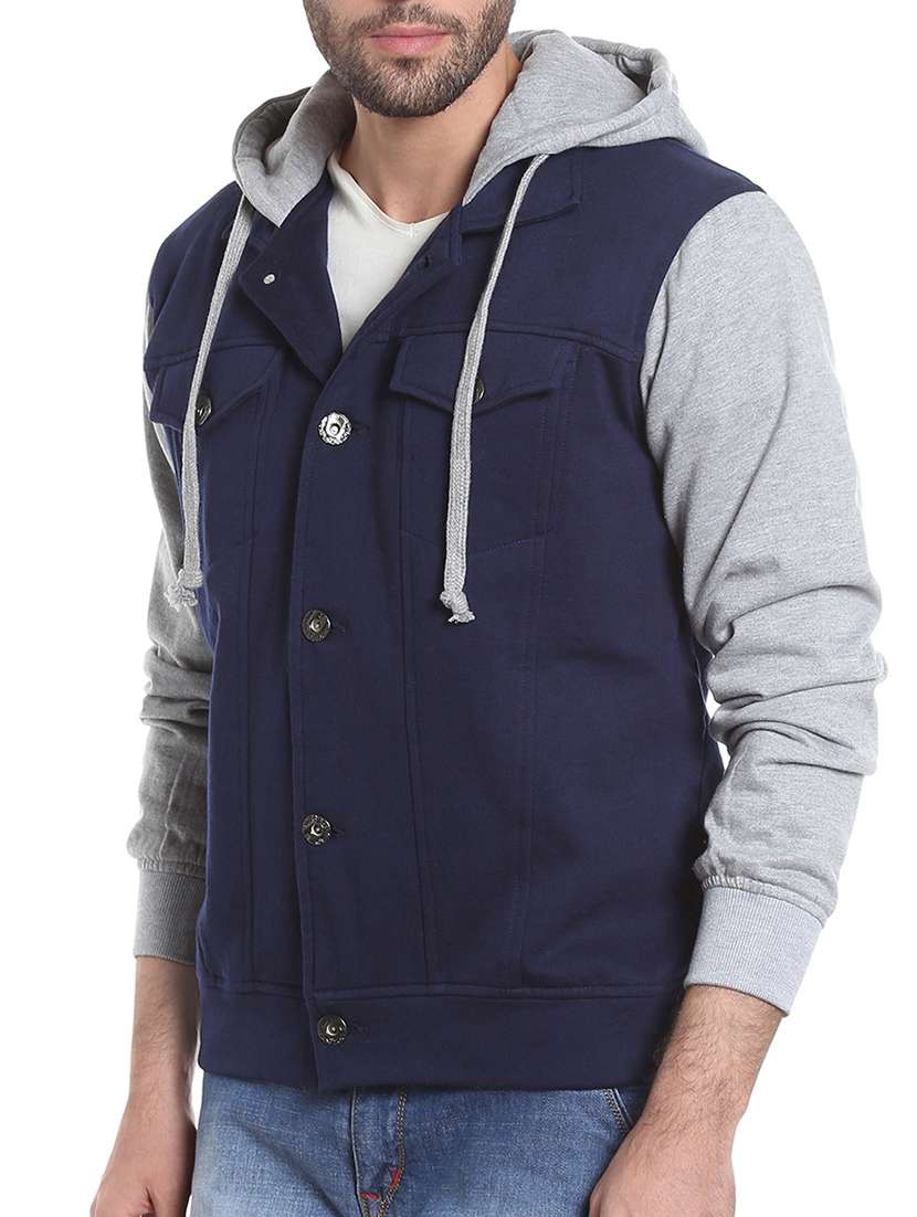 blue color block casual jacket