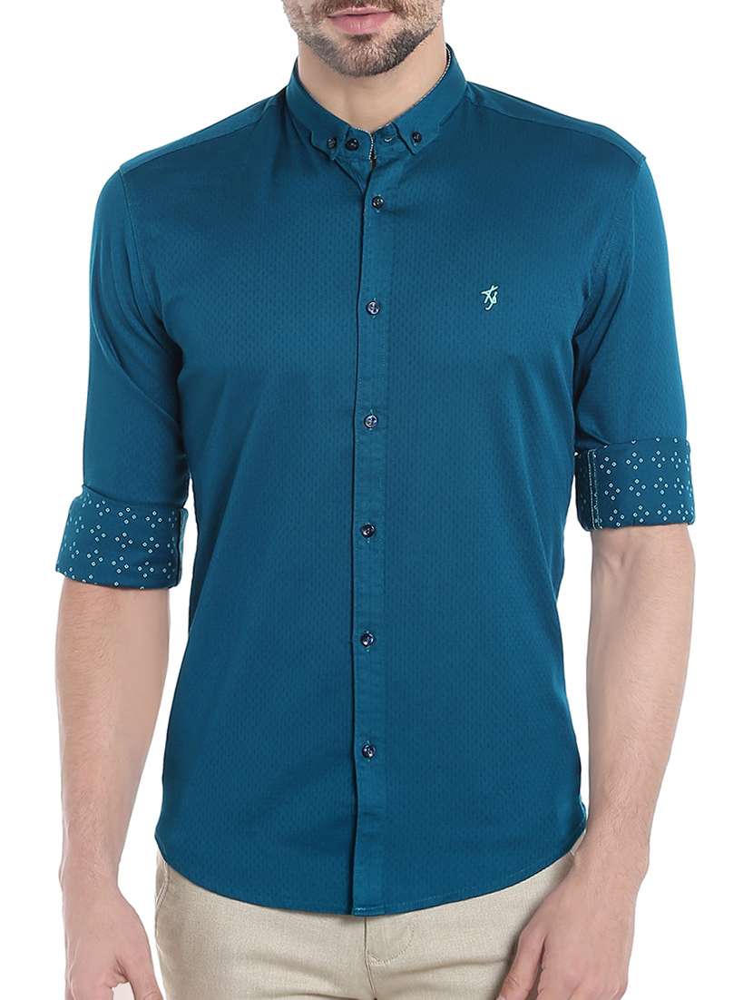 blue cotton casual shirt