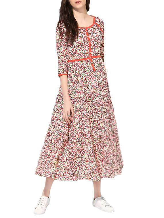 Indian Dobby floral cotton fit & flare dress