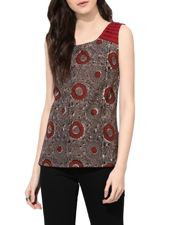 Indian Dobby maroon cotton regular top