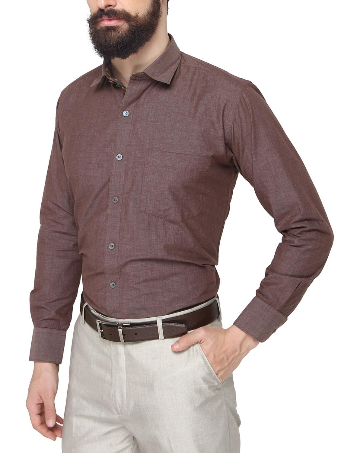 brown cotton formal shirt - 13860660 - Standard Image - 1