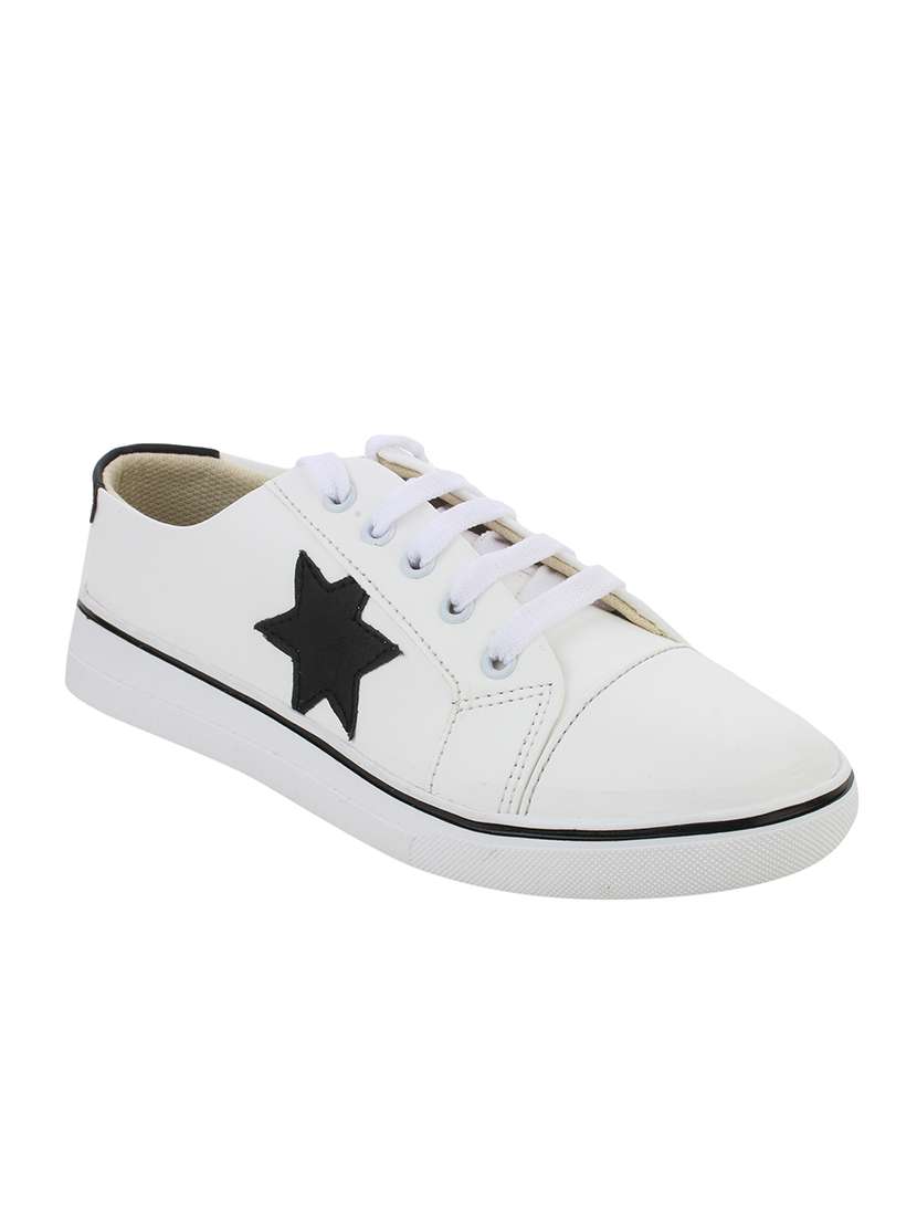 white canvas laceup sneakers