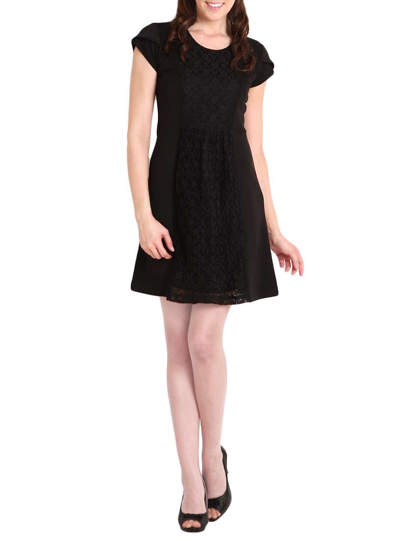 tulip sleeved accordion pleat a-line dress