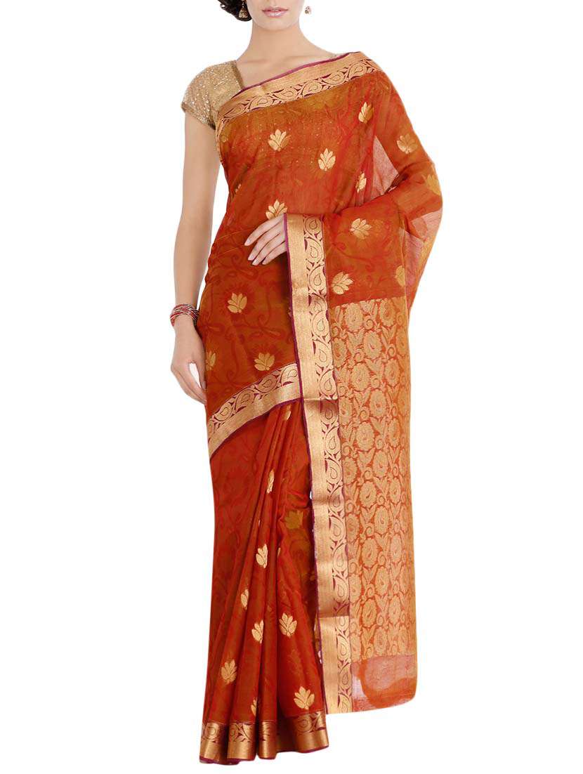 brown silk saree with blouse