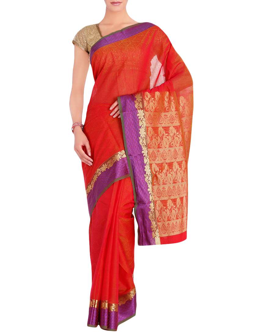 brown silk saree with blouse
