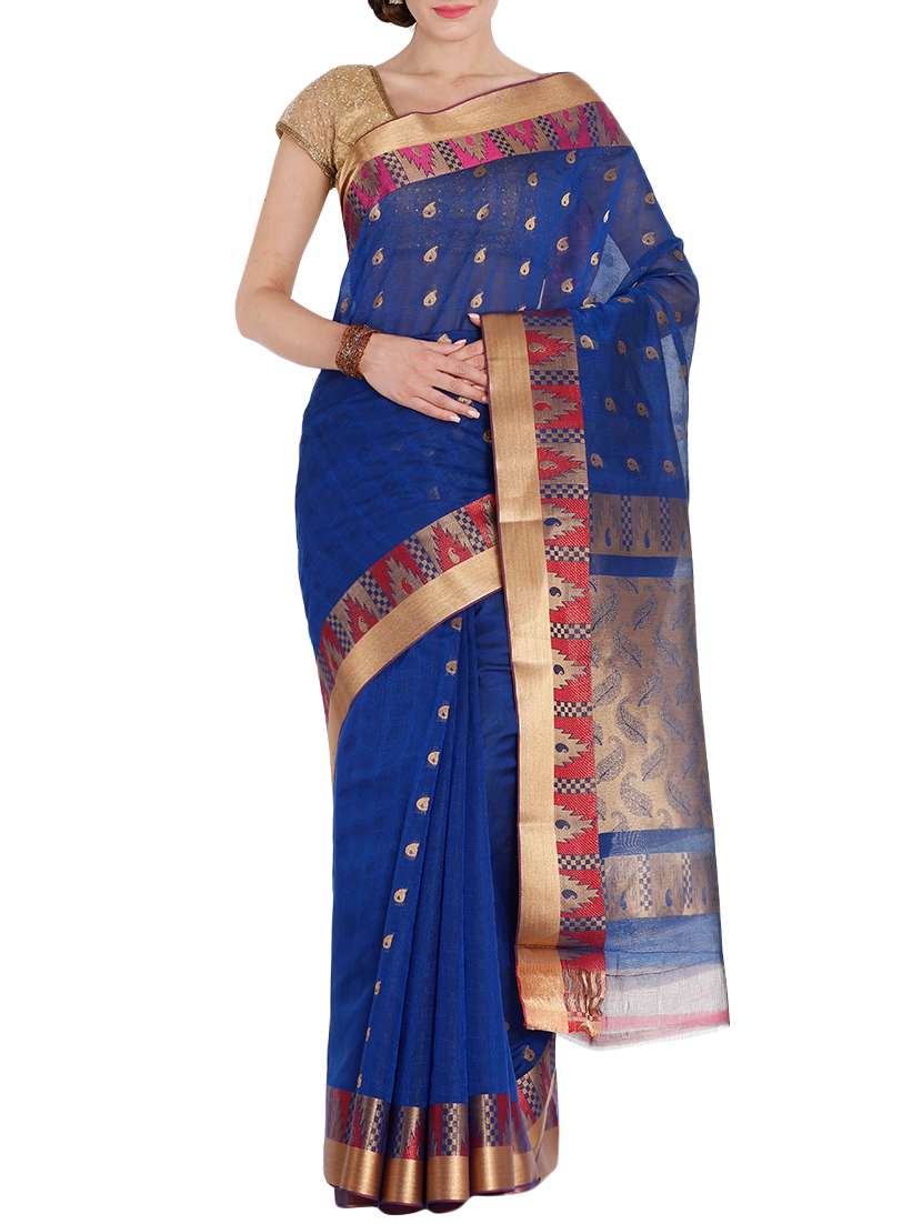 blue silk saree with blouse