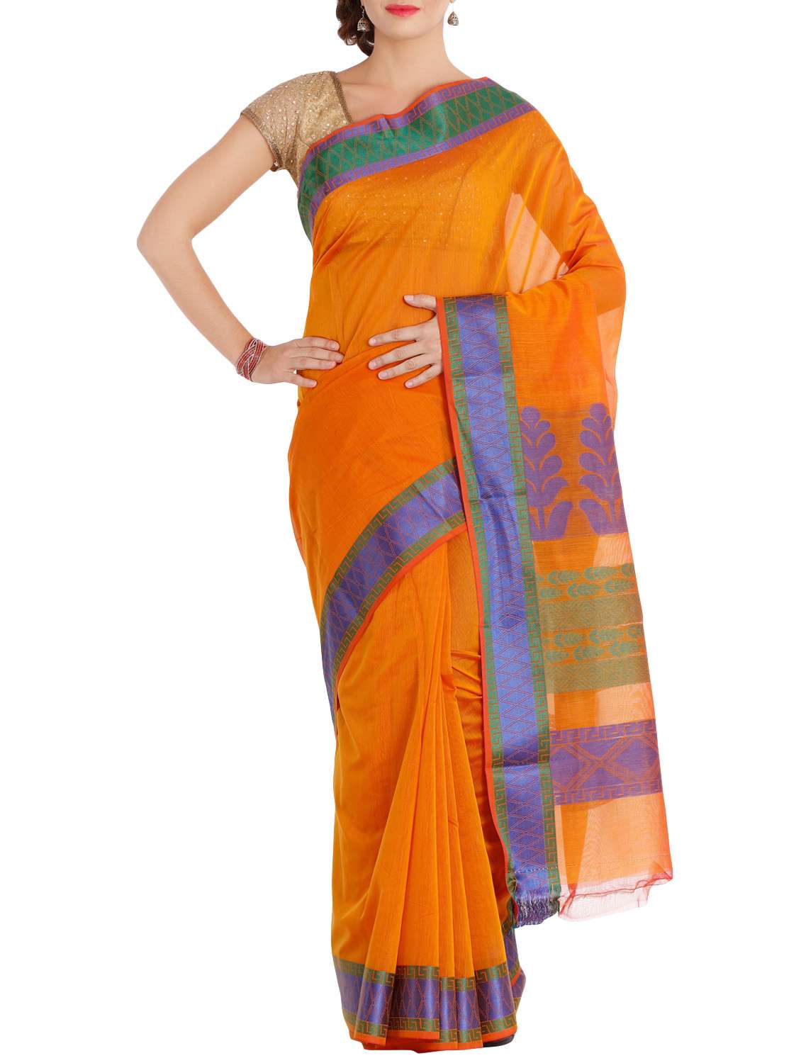 orange bordered saree