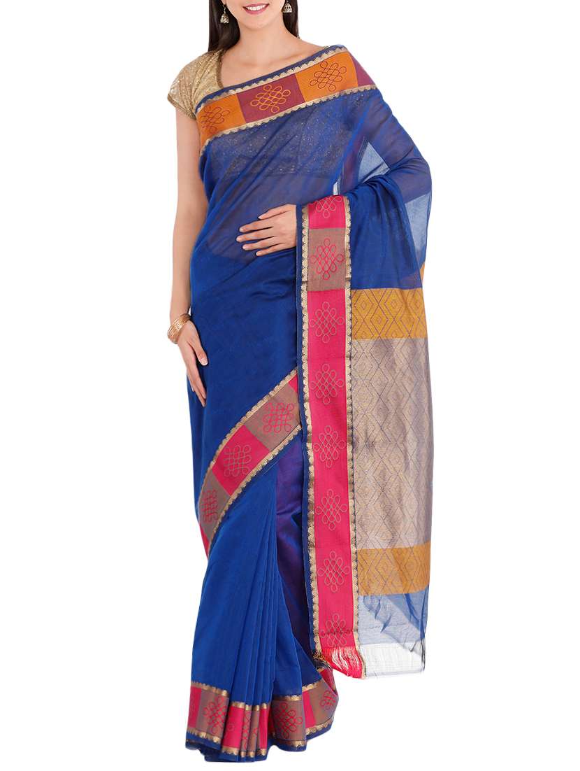 blue bordered saree