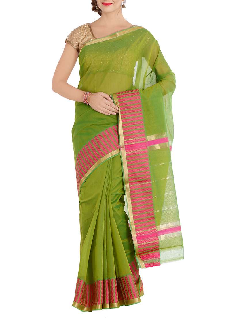 green bordered saree